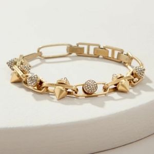 stella & dot ~ gold renegade chain bracelet ~ pave & spikes